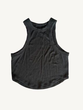 Lululemon Black Cropped Ribbed Racerback Tank Top Size 6